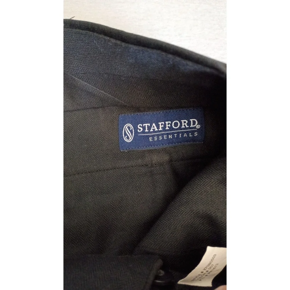 NWT Stafford Essentials Men's Classic Fit Pleated Cuffed Pants Charcoal 34